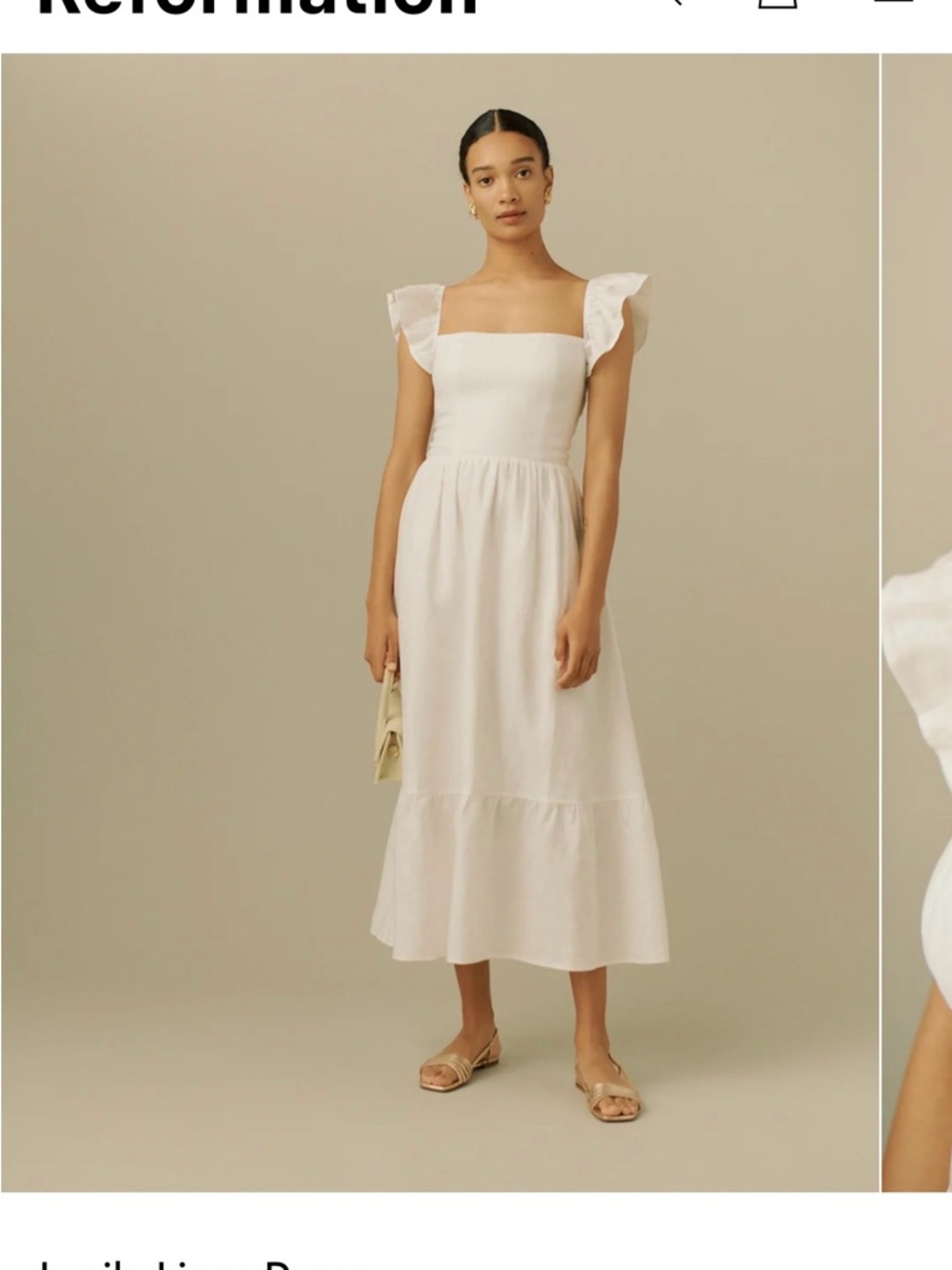 Reformation Pink and White Striped Midi Dress with Ruffle Sleeves - Picture 6 of 6